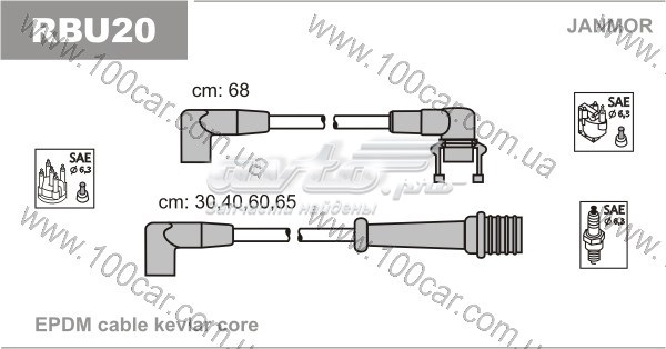 Провода высоковольтные в комплекте RBU20 JANMOR
