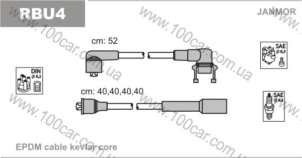 Высоковольтные провода  RBU4 JANMOR