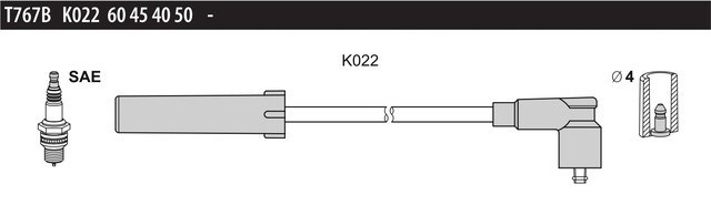 Провода зажигания (к-т)renault clio 1,2-1,2i.kangoo,twingo T767B