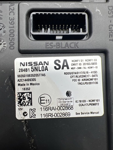 Блок управления комфортом 284B15NL0B NISSAN