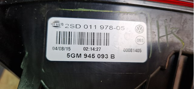 5GM945093B VAG Фонарь задний левый внутренний купить в Черновцы
