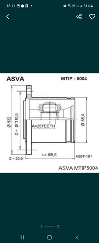 MTIP5004 ASVA ШРУС наружный передний правый купить в Чернигов
