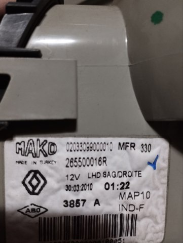 265500016R Фонарь задний правый внешний купить Кривой Рог