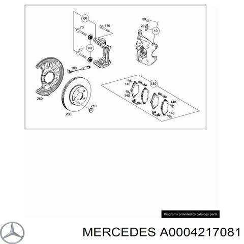 Суппорт тормозной, передний, правый A0004217081 MERCEDES