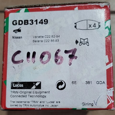GDB3149 Колодки тормозные передние дисковые купить Ужгород