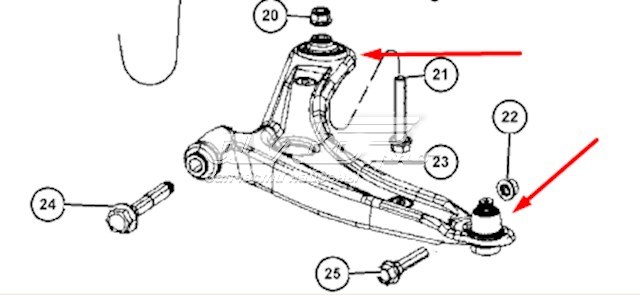 Левый рычаг передней нижней подвески 5105041AH MITSUBISHI