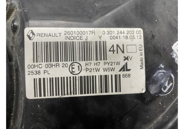 RENAULT 260100017R Правая фара в наличии Запорожье