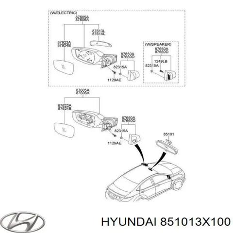Зеркало заднего вида в салоне 851013X100 HYUNDAI