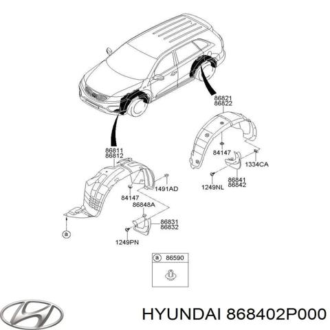 Подкрылок крыла заднего правый 868402P000 HYUNDAI