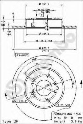 Задний тормозной диск 08806514 BREMBO