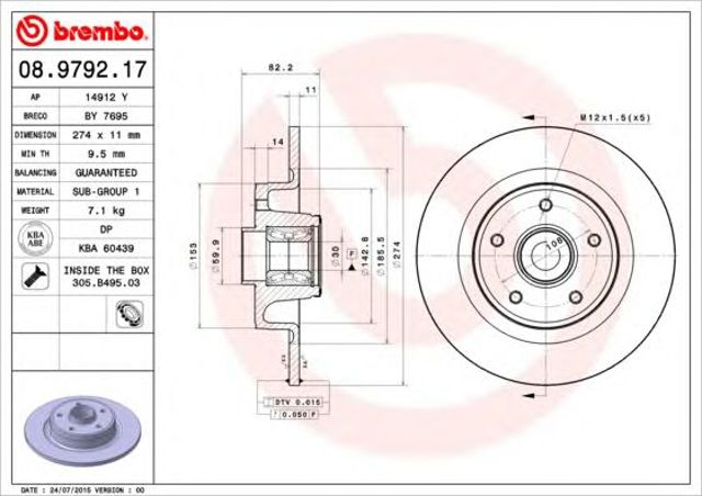 Тормозной диск 08979217 BREMBO