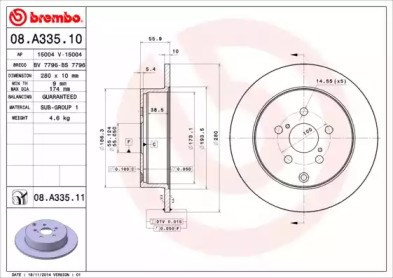 Тормозной диск 08A33511 BREMBO