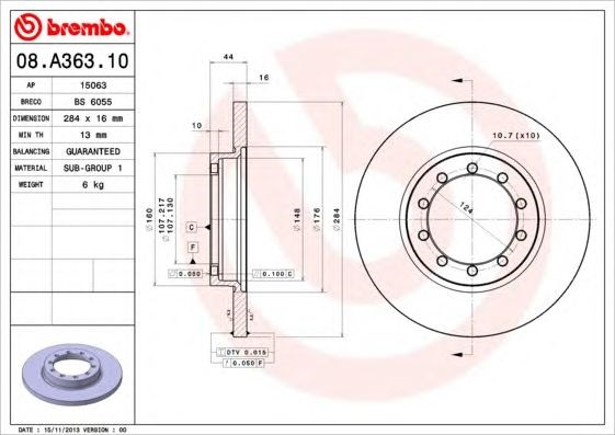 Тормозной диск 08A36310 BREMBO