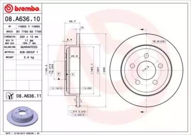 Дисковый тормоз 08A63610 BREMBO