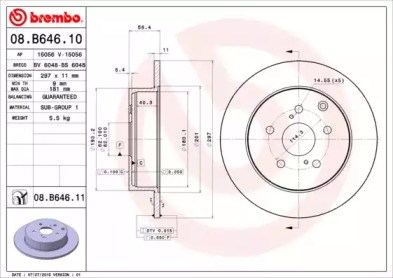 Тормозной диск 08B64611 BREMBO