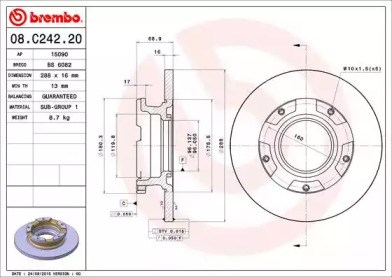 Дисковый тормоз 08C24220 BREMBO