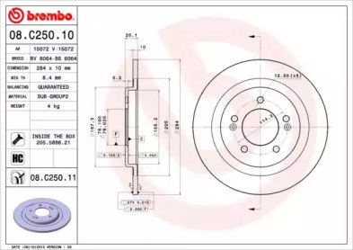 Тормозной диск 08C25011 BREMBO