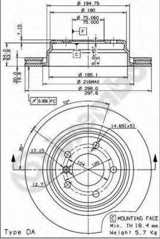 Тормозные диски 09684114 BREMBO