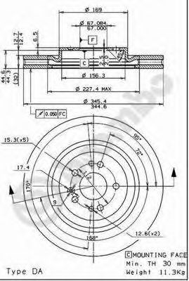 BREMBO 09760611 Диск тормозной передний в наличии Винница