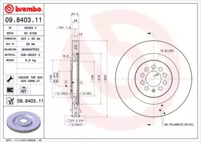 Ротор тормозной 09840311 BREMBO