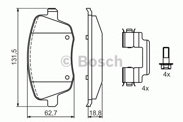 Колодки тормозные передние дисковые 0986424829 BOSCH