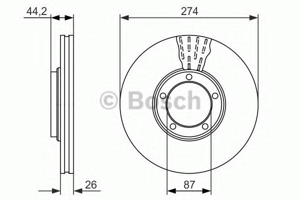Диск тормозной передний 0986479696 BOSCH