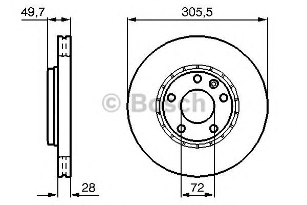 Диск тормозной передний 0986479B69 BOSCH