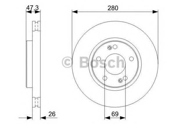 Диск гальмівний передній 0986479C07 Bosch