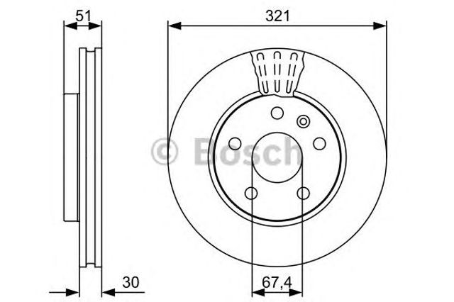 Диск тормозной передний 0986479C16 BOSCH