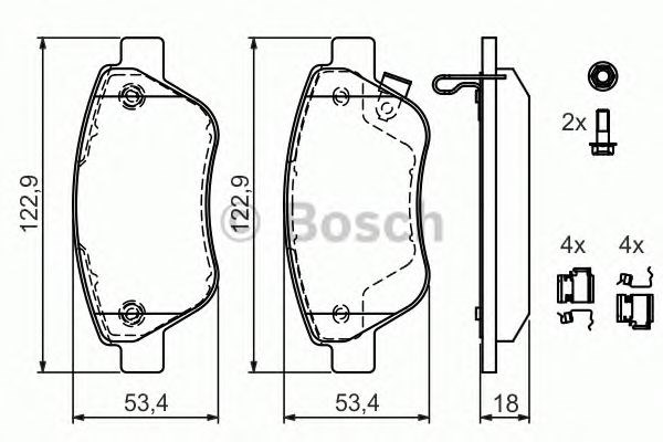 Колодки тормозные передние дисковые 0986494092 BOSCH