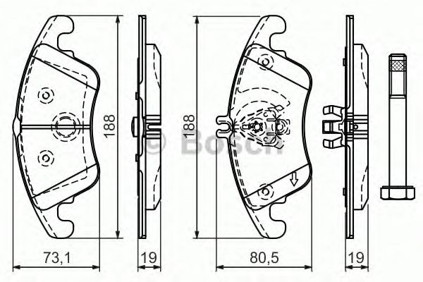 BOSCH 0986494263 Колодки тормозные передние дисковые в наличии Украина