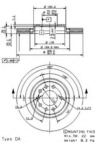 Диск тормозной передний 09936911 BREMBO