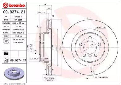 BREMBO 09937421 Диск тормозной передний в наличии Киев