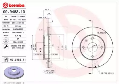 BREMBO 09948311 Диск тормозной передний в наличии Тернополь