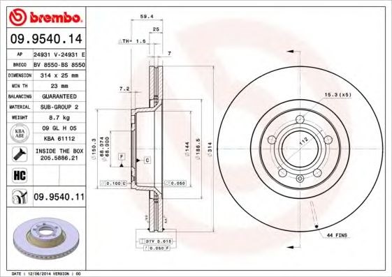 09954011 BREMBO Диск тормозной передний купить в Сумы