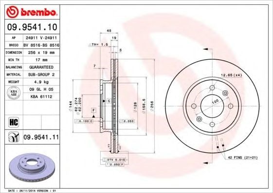 Ротор тормозной 09954110 BREMBO