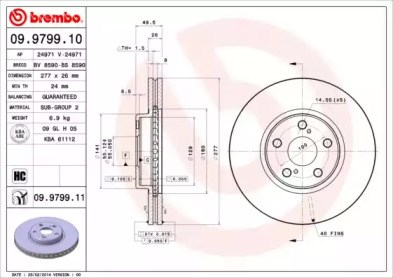 Передний тормозной диск 09979911 BREMBO