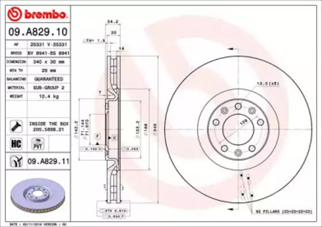 Ротор тормозной 09A82911 BREMBO