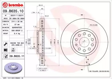 09B63511 BREMBO Передние тормозные диски купить в Харьков