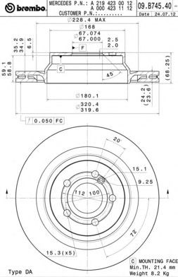 Тормозные диски 09B74541 BREMBO