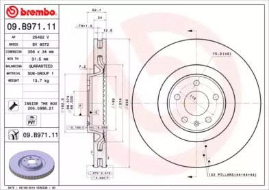 09B97111 BREMBO Диск тормозной передний купить в Украина