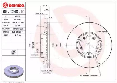 BREMBO 09C24010 Передние тормозные диски в наличии Кривой Рог