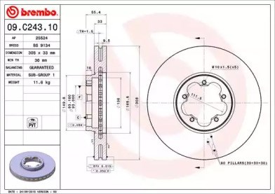 09C24310 BREMBO Диск тормозной передний купить в Николаев