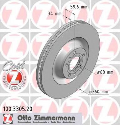 100330520 ZIMMERMANN Передние тормозные диски купить в Львов