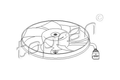 Електровентилятор охолодження в зборі (двигун + крильчатка), правий 111285 Hans Pries (Topran)