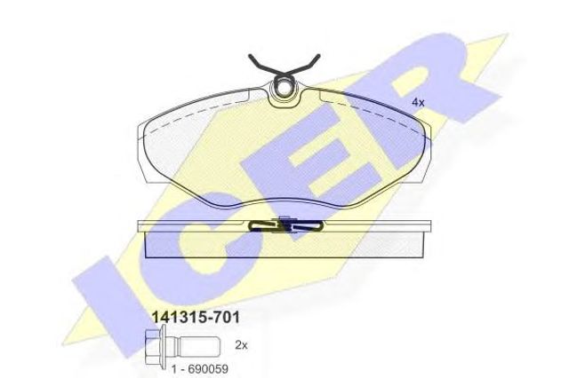Колодки тормозные передние дисковые 141315701 ICER