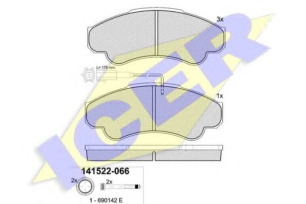 Колодки гальмівні передні, дискові 141522066 Icer