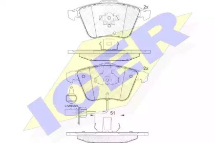 Колодки тормозные дисковые комплект 181654 ICER
