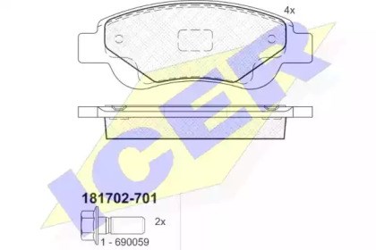 Тормозные колодки 181702701 ICER