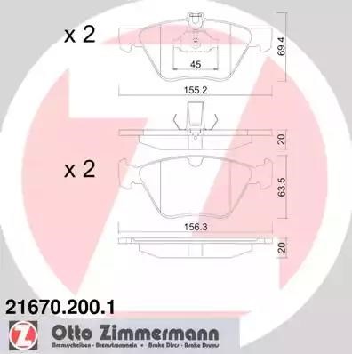ZIMMERMANN 216702001 Колодки тормозные передние дисковые в наличии Запорожье